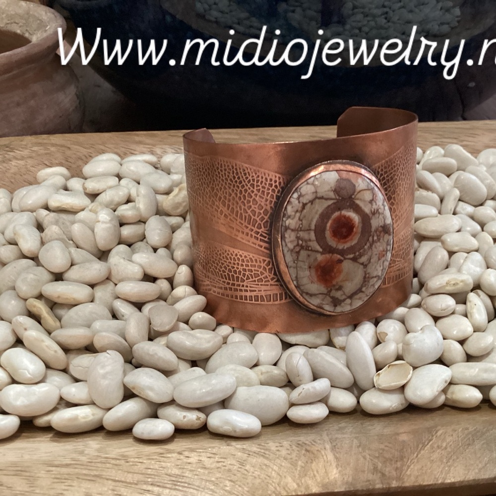 Artisan Copper Cuff, Gemstone Cuff Bracelet